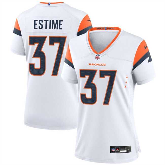 Womens Denver Broncos #37 Audric Estime White 2024 Football Stitched Jersey Dzhi->women nfl jersey->Women Jersey